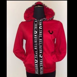 True Religion AUTHENTIC Red Zip Up| Lightly Worn| Great Quality| Womens Small